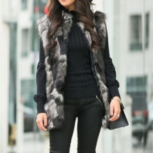 Michael Michael Kors Zebra Pattern Sleeveless Faux Mink Fur Vest